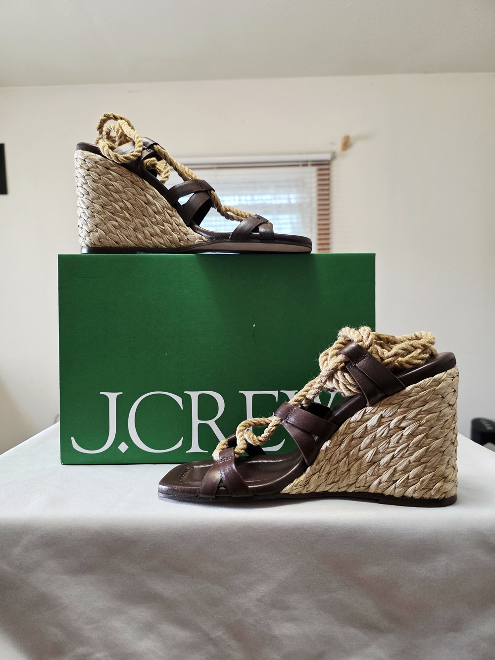 J.Crew Rope Lace-Up High-Heel Sandals In Leather Size 8.5M - Picture 2 of 8